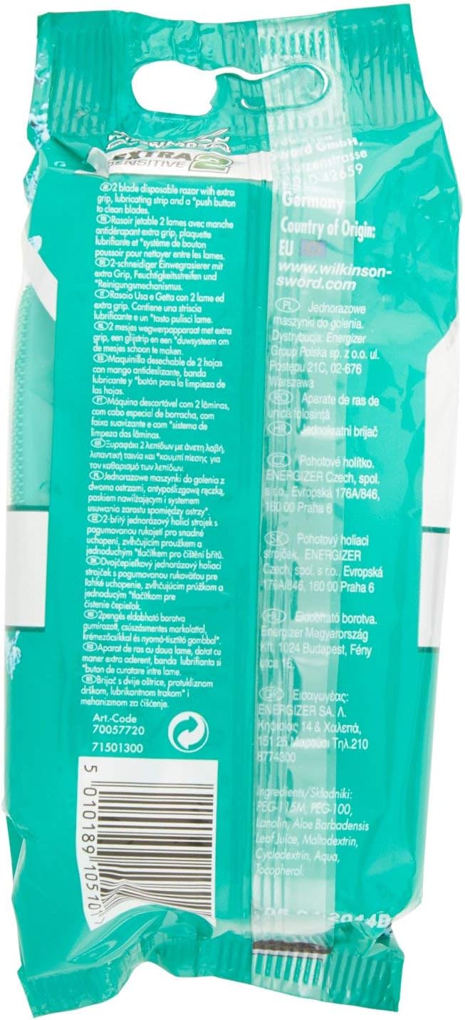 Wilkinson Sword Extra 2 Sensitive Men's Disposable Razors, 10 each, Silver, 10 count (Pack of 1) - Image 4