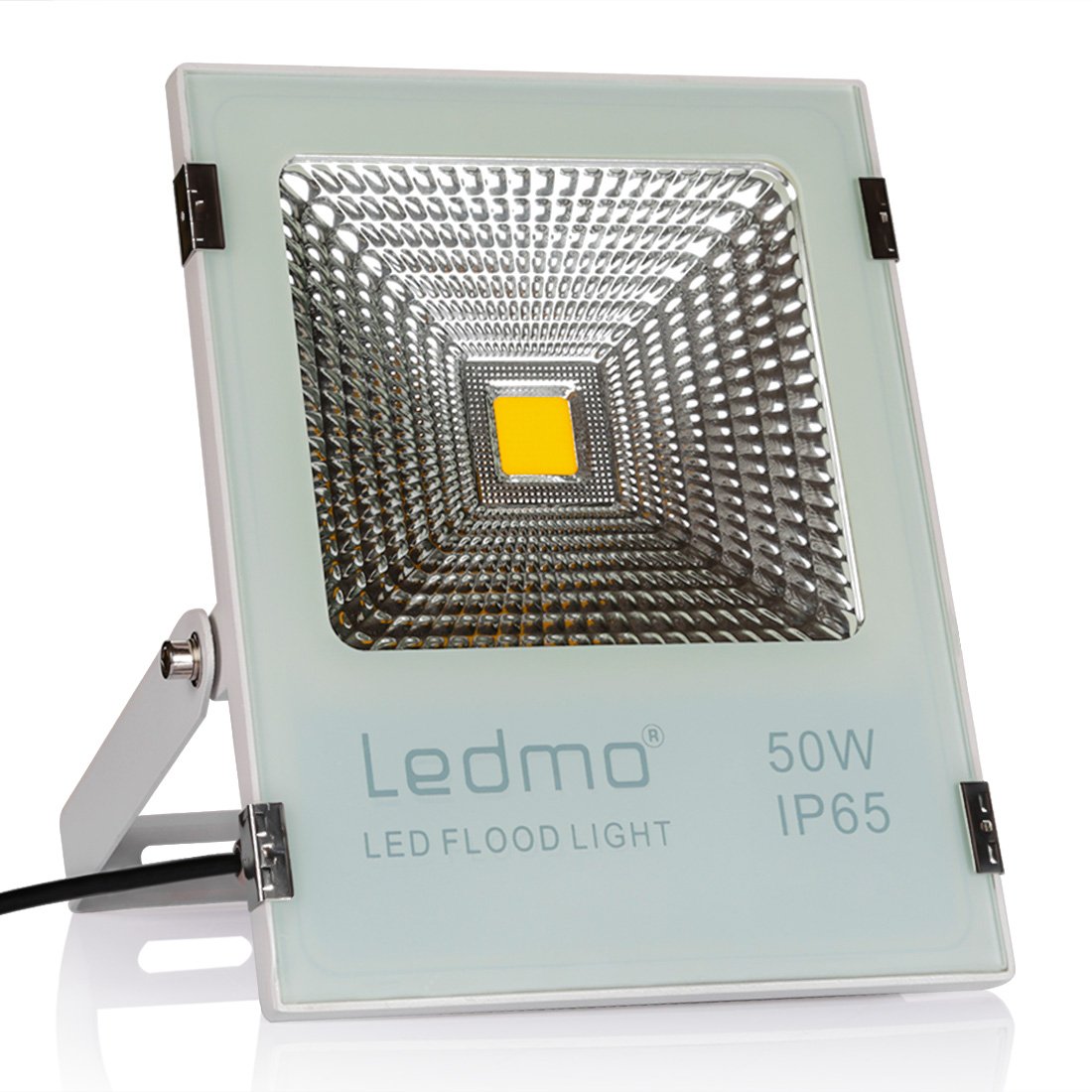 LEDMO 50W LED Flood Lights Version 3.0 250W Halogen Equivalent, IP65 Waterproof for Outdoor 4000LM 3000K Warm White Wide Lighting Area Flood Light for Garage, Garden