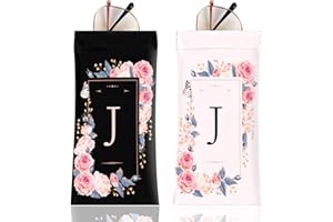 Anikathy 2Pcs Initial Letter Sunglass Eyeglass Glasses Case Soft PU Leather with Cleaning Cloth Cute for Men Women Girs