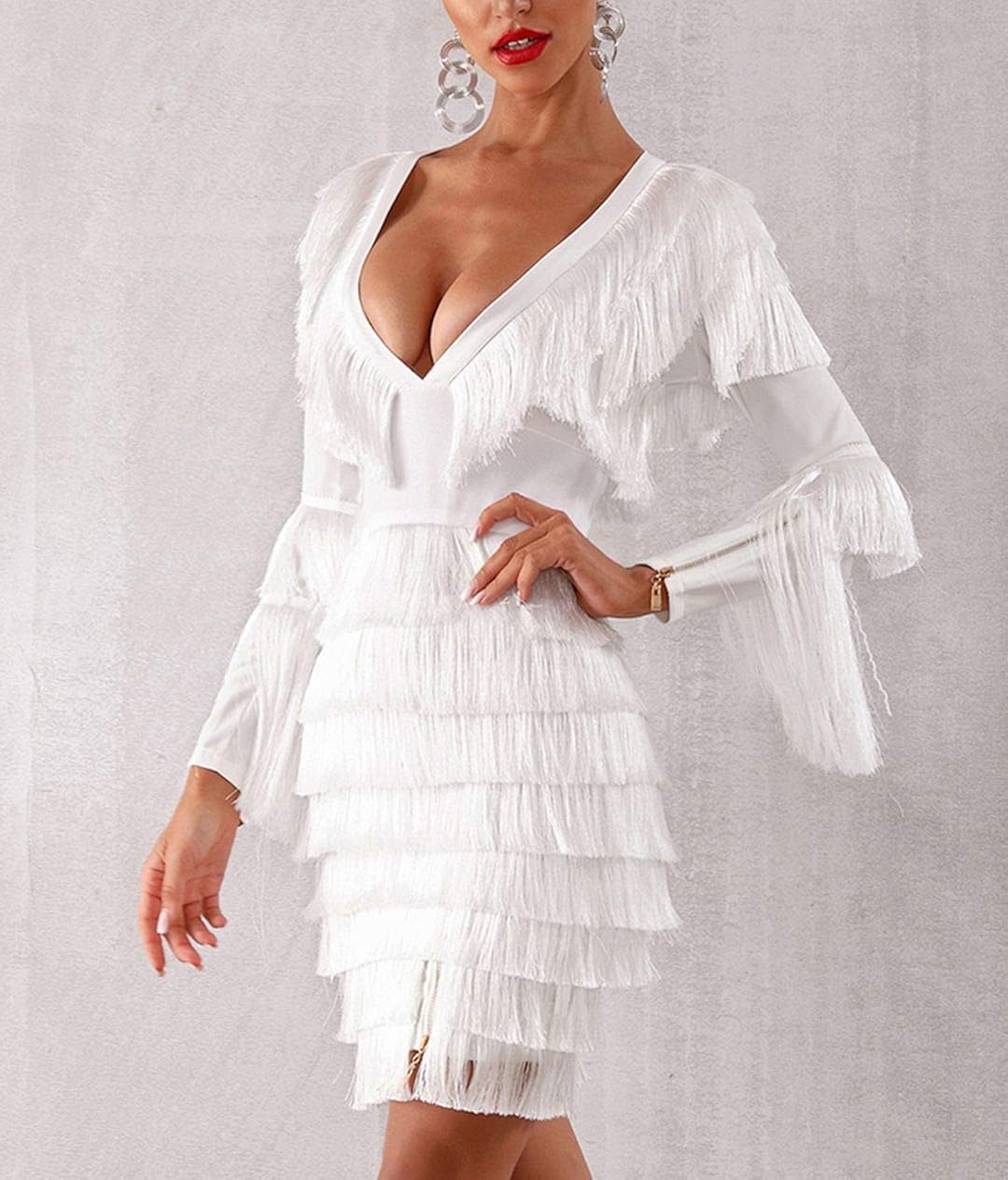 Long Sleeve Tassel Club Dress 