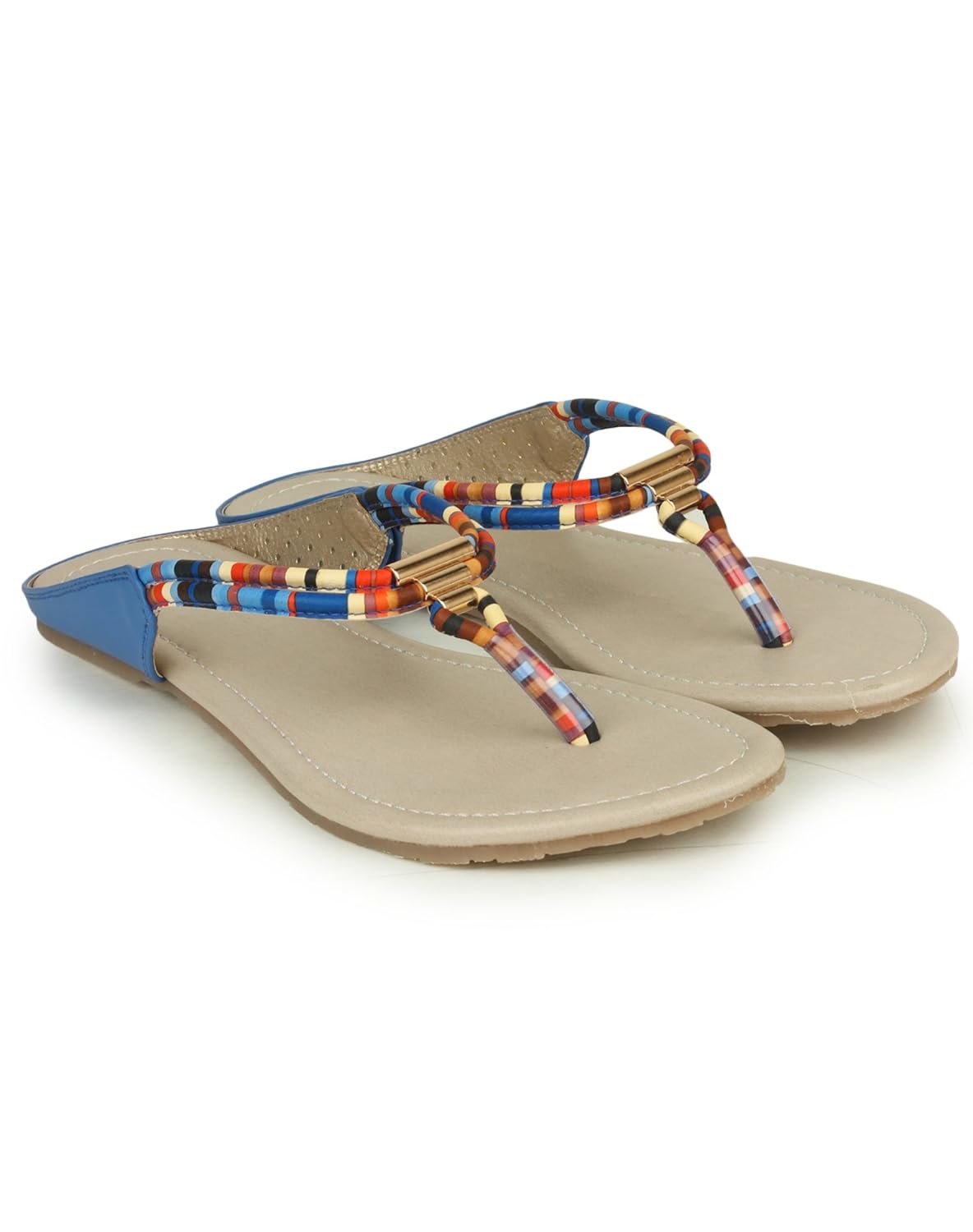 beautiful blue color synthetic material flats for womens from shezone::1308_blue