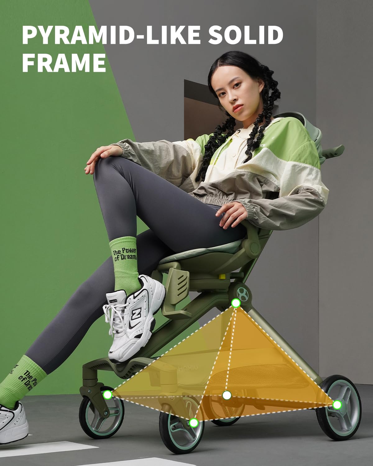 Baby Travel Stroller Mini ELF 2 Lightweight Baby Compact Stroller with 360° Reversible Seat Airplane Compatible Full Recline Ergonomic Backrest for Babys Toddlers-Green