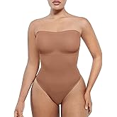 SHAPELLX Women's Shapewear Bodysuits Tummy Control Butt Lifter Body Shaper Strapless Seamless Mid Thigh Jumpsuit Tops