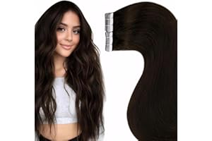 LaaVoo 18 Inch Dark Brown Tape in Hair Extensions Human Hair #2 Brown Tape in Hair Extensions Human Hair for Women Seamless Human Hair Tape in Extensions Straight 20pcs 50g