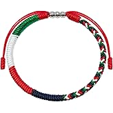 LAMIBEE Country Pride, Country Flag Code Bracelet, Protection and Lucky Sufer String Bracelet, Tibetan Wrist Wrap Bracelet, Boho Style Rope Bracelet for Women, Men, String Thread Bracelets