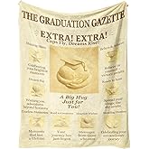 Graduation Blanket, 60x50 Soft Flannel Throw, Newspaper-Style Keepsake Gift for Her or Him, Retro Newsprint Aesthetic, Dorm Send-Off, Beige-Gold Inspirational Quotes