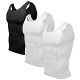 Odoland Men's 3 Pack Body Shaper Base Layer Shirt