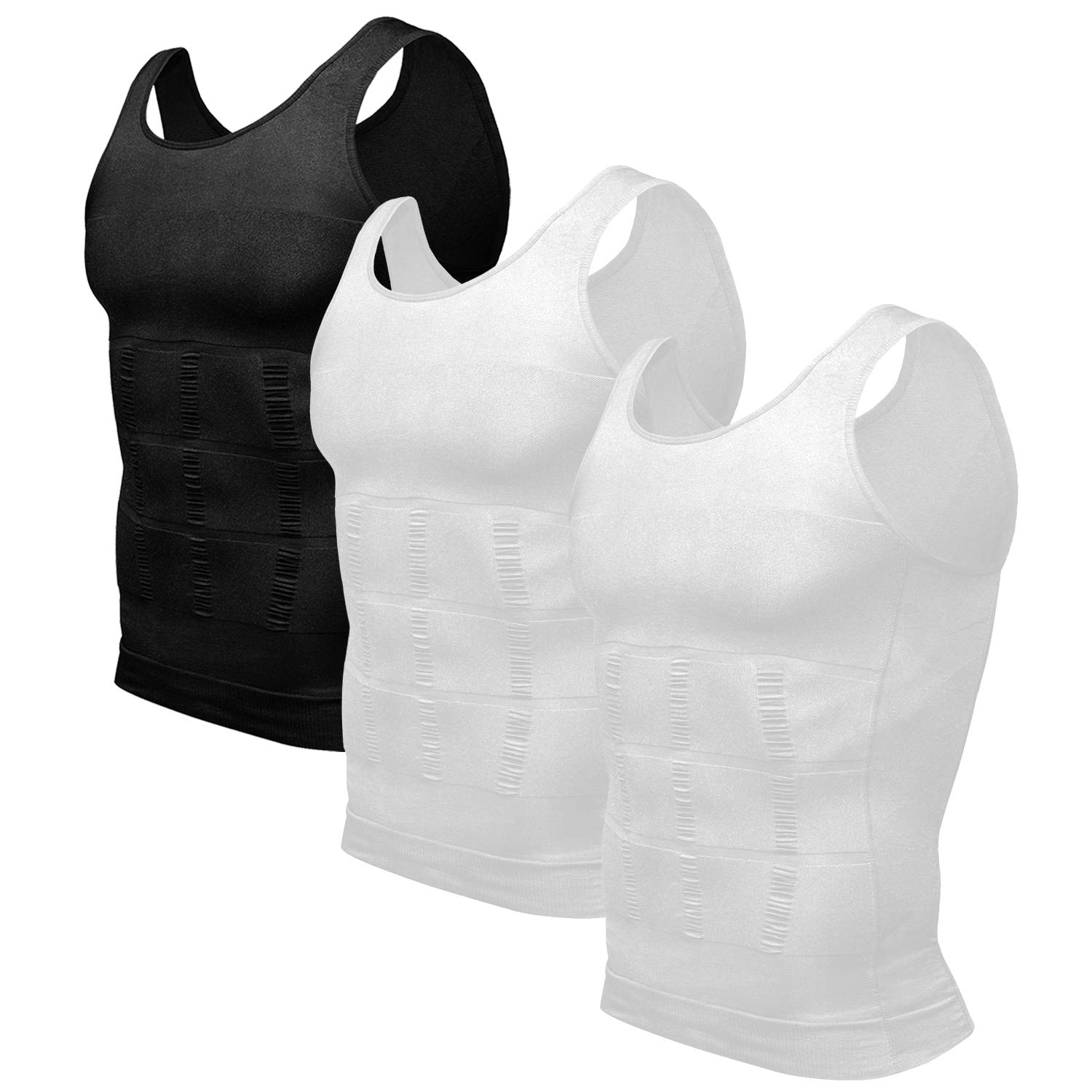 Photo 1 of **ONE ONLY** Odoland Men's Body Shaper Base Layer Shirt Tummy Shirt/White, XL
