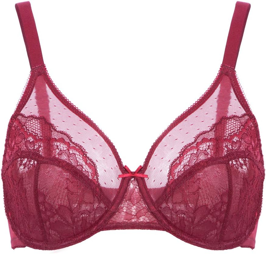HSIA Women's Underwire Bra Minimizer Lace Foral Bra Unlined Unpadded Plus Size Full Coverage Bra 34C-44DDD