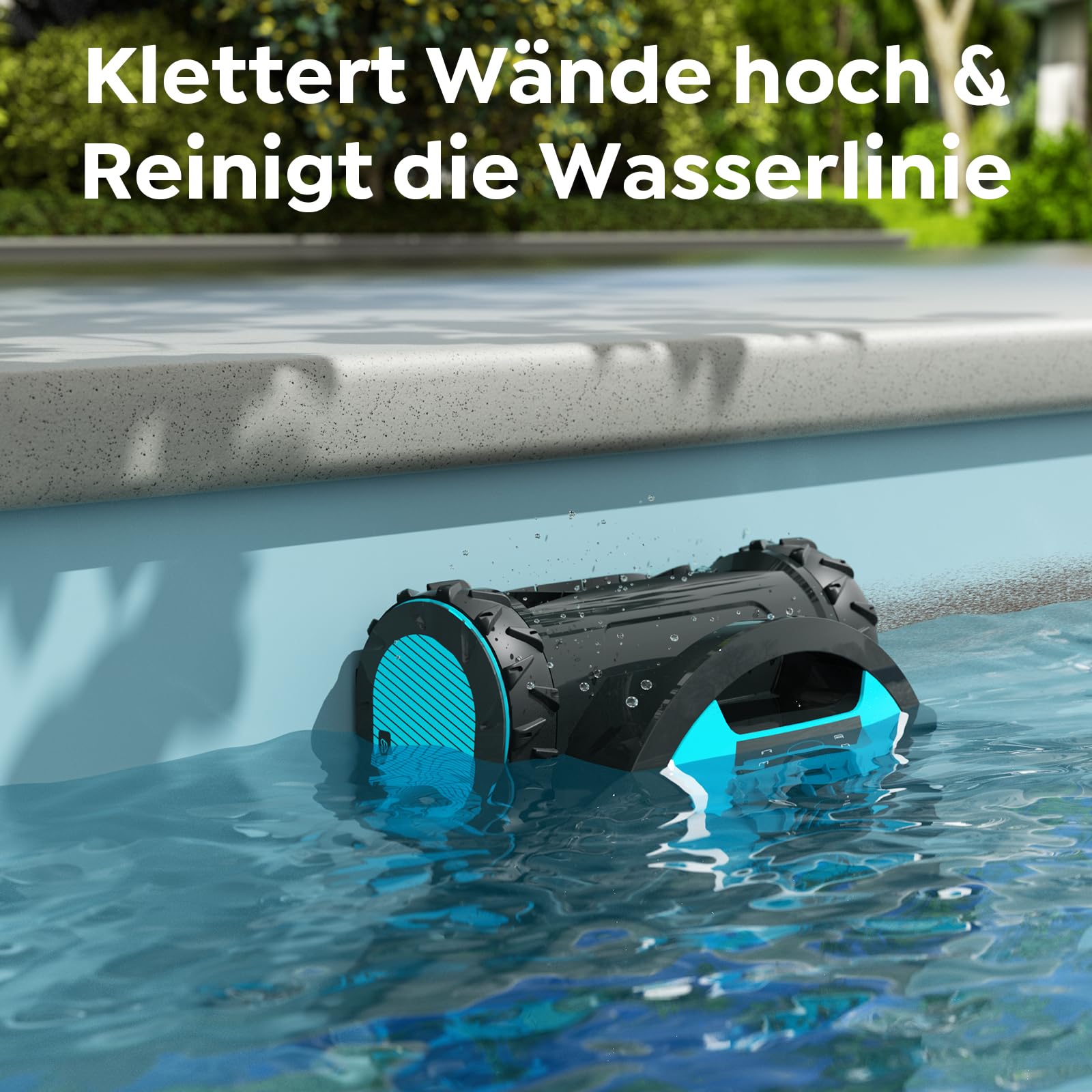TALOSBO Pleco Pro Poolroboter Akku Wand und Boden, Wasserlinienreinigung, 210 Min Laufzeit, Doppelfilter, 3 Motoren System, Smarte App Steuerung, Kabelloser Poolsauger bis 200 m² 3