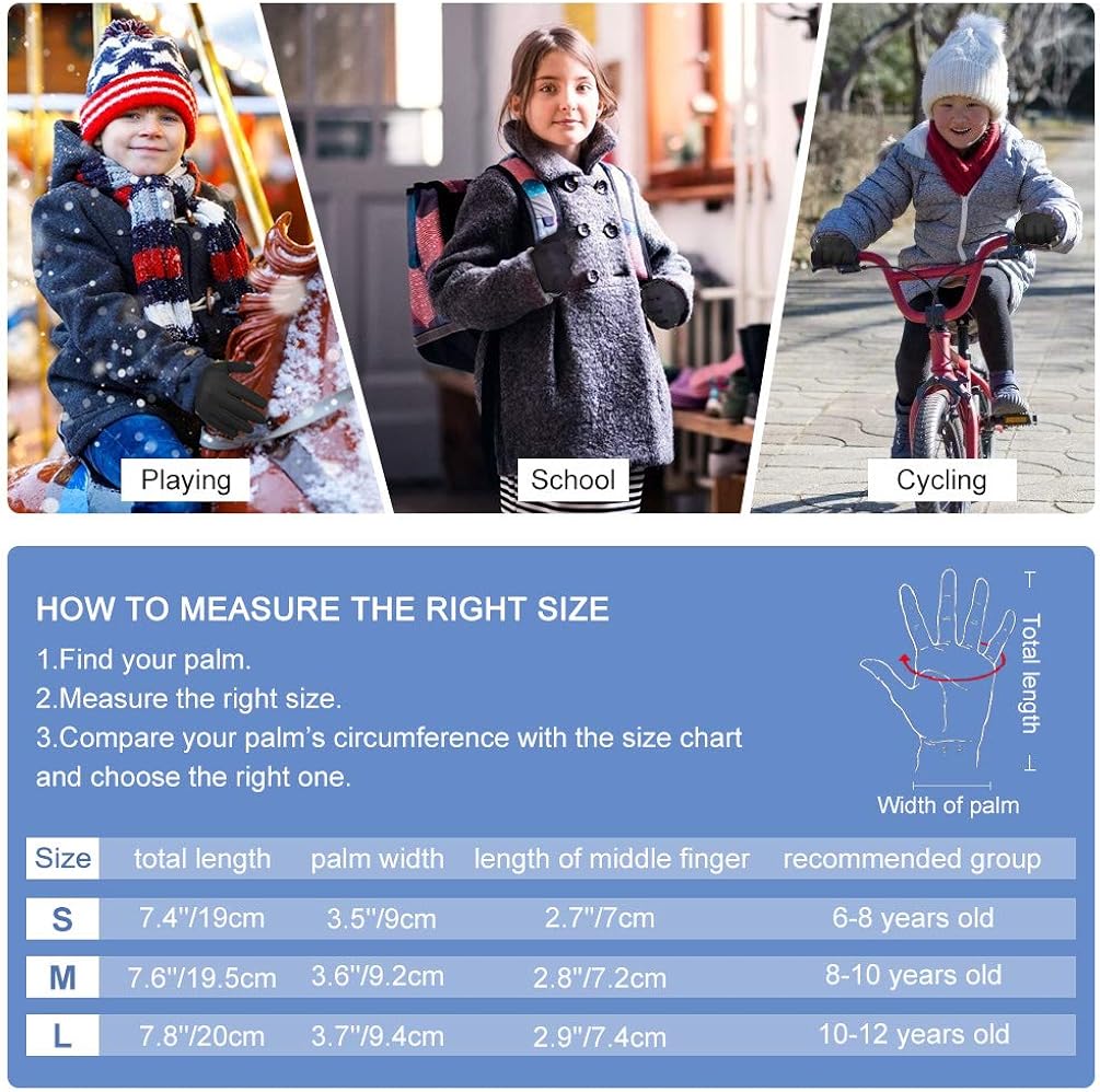 VBIGER Kids Winter Gloves Boys Girls Running Cycling Sports Gloves Anti-slip Warm Touch Screen Gloves: Clothing