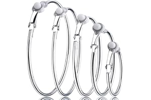 5 Pairs Silver Clip on Earrings Hoop Non Piercing Women Clip Earrings for Women and Girls, 5 Sizes pavnud