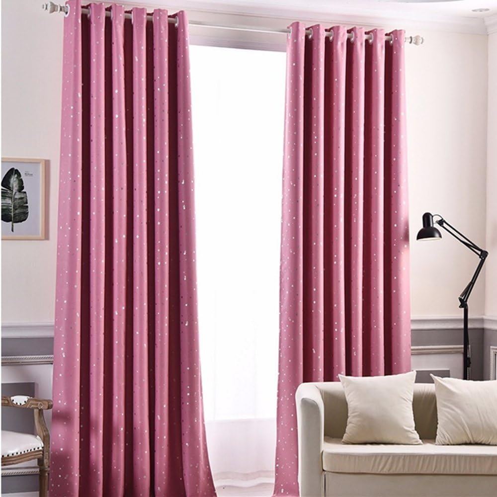 Plain Curtain with Eyelets Thickening curtain star pattern bedroom living room nursery Dimension 245 x 140 cm