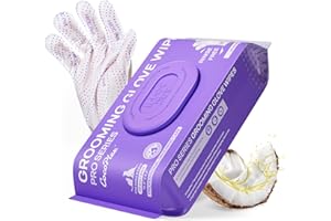 HICC PET Dog and Cat Grooming Wipes Upgrade - All Natural Dog Bath Wipes Cleaning Deodorizing, Hypoallergenic, No-Rinse Pet Gloves Wipes for Face, Teeth, Fur, Paws, Butt - Daily Care and Travel