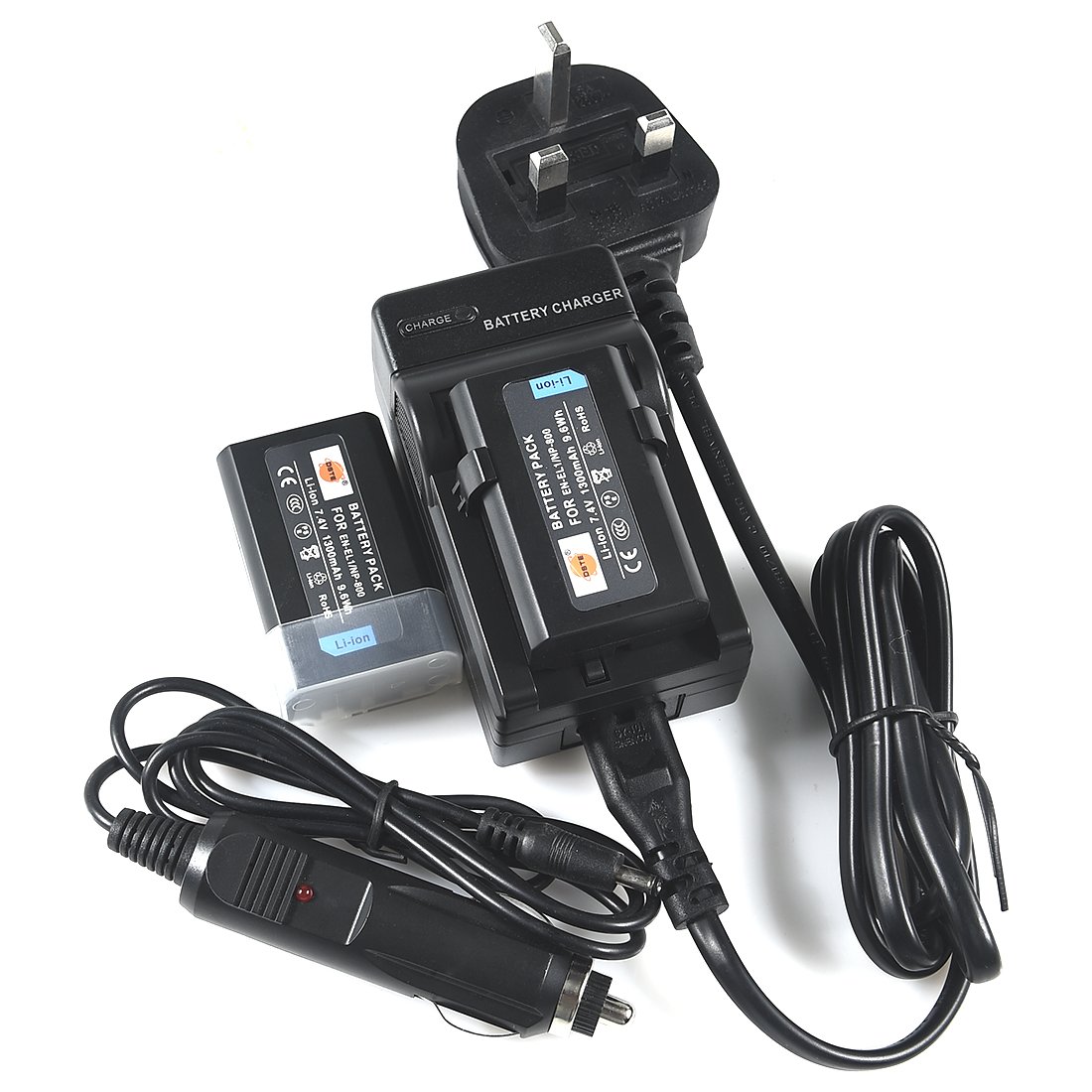 DSTE 2pcs EN-EL1 Rechargeable Li-ion Battery + Charger DC09U Compatible with Nikon Cooipix 4300 4500 4800 5400 5700 775 8700 880 885 995 E880 Minota DG-5W Dimage A200 Digital Cameras