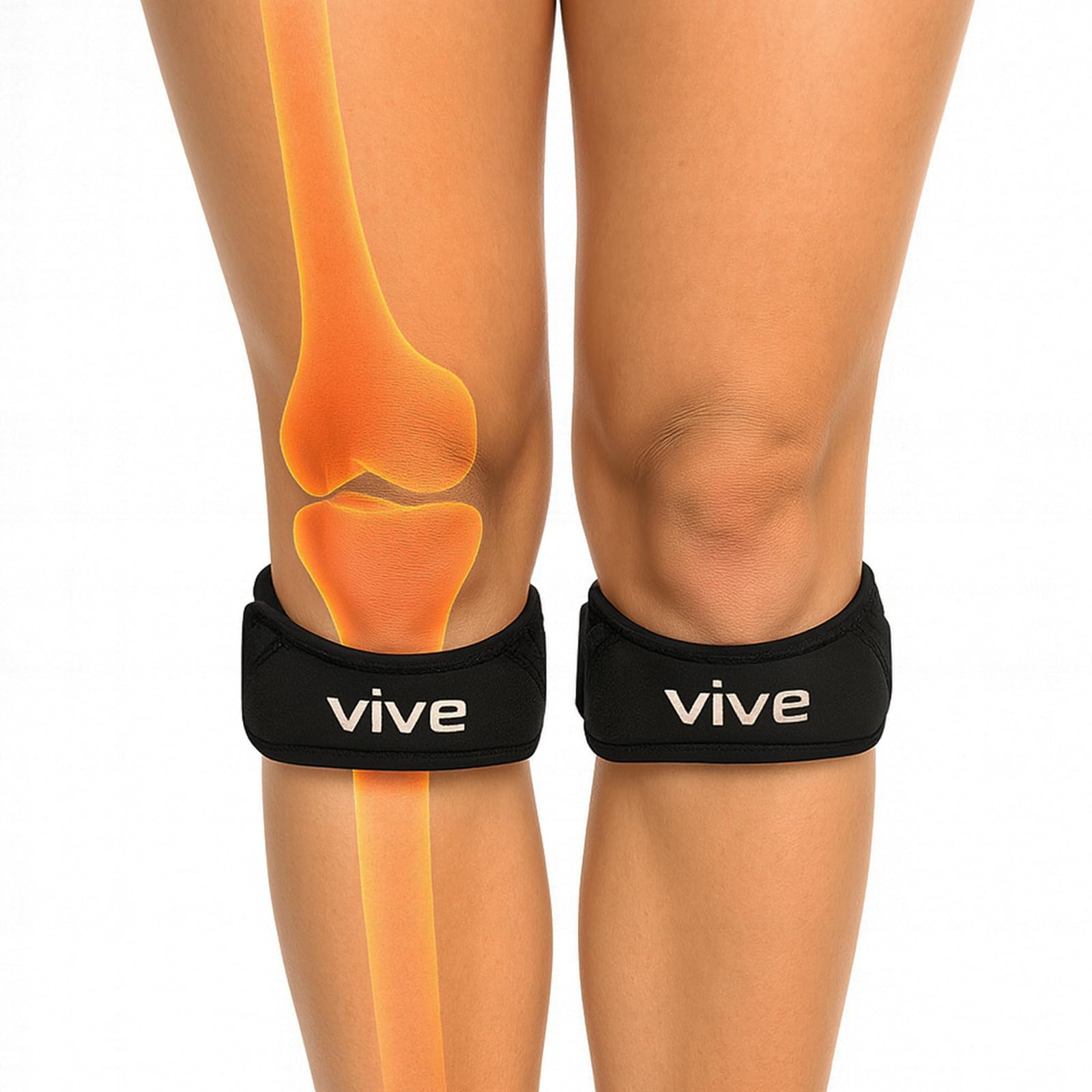 Vive Below Knee Brace - Osgood Schlatter Patella Strap Stabilizing Tendon Support for Men and Women - Arthritis Compression Stabilizer for Tendonitis, Running, Gym Exercise - Pain Relief for Torn ACL