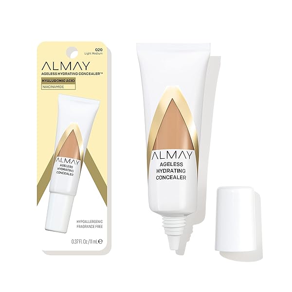 ALMAY ANTI-AGING CONCEALER, FACE MAKEUP WITH HYALURONIC ACID, NIACINAMIDE, VITAMIN C & E, HYPOALLERGENIC, -FRAGRANCE FREE, 020 LIGHT MEDIUM, 0.37 FL OZ (PACK OF 1)