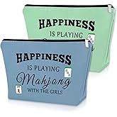 Sazuwu 2PCS Mahjong Makeup Bag Unique Themed Gift for Women Grandma Mom Aunt Travel Pouch for Mahjong Lovers and Players Birthday Christmas Travel Pouch