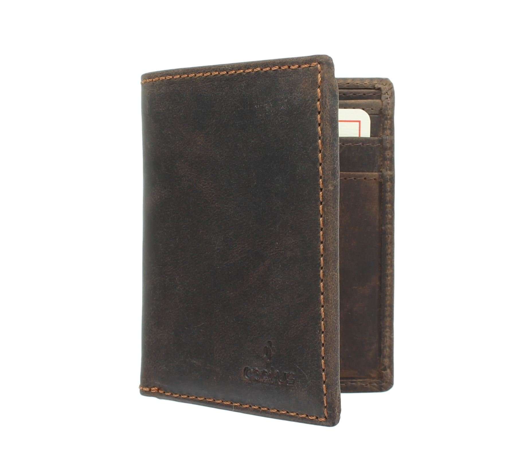 Cactus Mala Collection Compact Leather Wallet with RFID Protection 190_81 Brown