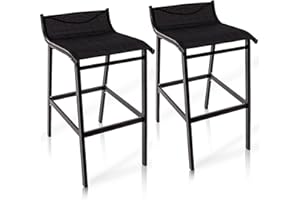 Sundale Outdoor Low Back Bar Stools Set of 2, Patio Metal Counter Height Tall Seat Armless, 2 Pieces High Top Chairs Barstools for Outside Porch Yard Deck Balcony, Classic Black