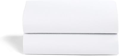 Snuz 2 Pack Moses Basket Sheets 100% Jersey Cotton 37.5 x 75cm White