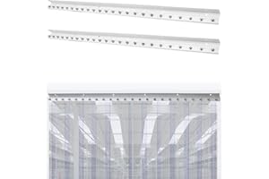EXODIOS 8-Foot Strip Curtain Door Hardware(Two 4 Foot Sections), Commercial Industrial Use Plastic Strip Door Hanger, Galvanized Steel, Fit for Porch/Garage/Warehouse/Pet House Curtain Installation