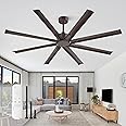 ZMISHIBO 72 Inch Ceiling Fan No Light, Large Black Ceiling Fan with Remote, Quiet DC Motor, and 6 Speeds, Indoor/Outdoor Industrial Ceiling Fans 8 Aluminum Blades for Patio, Garage, Shop,Oil-bronze