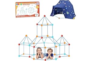 BOMSALUKA Fort Building Kit for Kids,146 Pieces Fort STEM Building Toys Creative Play Tent for Boys & Girls Ages 4+, Kids Fort Building Set Create Tents, Castles, Tunnels, Rockets & More