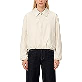 Aedceal Women's Casual Solid Color Lapel Zipper Jacket Pleated Puffer Jacket with Pockets