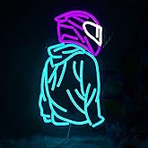 Motorcyclist Neon Sign Cool Motorcycle Helmet Neon Sign Dimmable LED Neon Light for Wall Decor Neon Garage Signs Man Cave Game Room Motorcycle Fan Gifts 9.8"×16.5"