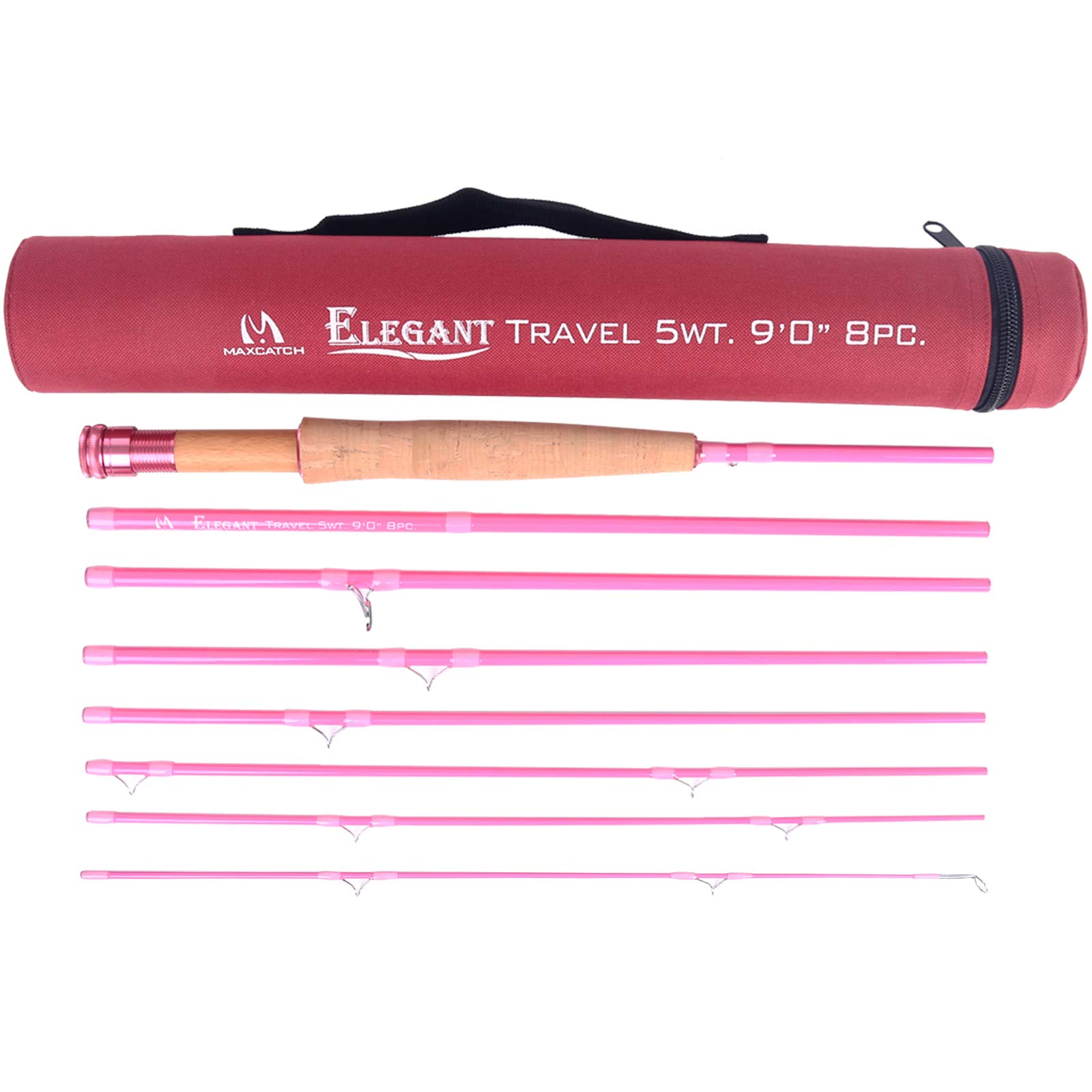 MAXIMUMCATCH Maxcatch Women's Elegant Pink Fly Fishing Rod: 2/5-weight with Rod Tube (Elegant Travel 9' 5wt 8sec rod)