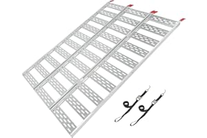 CargoSmart Aluminum Tri-Fold Ramp with Treads, 1 Pack — 1,500lb Capacity/500lb per Section, 50” W x 76” L — Easily and Safely Load or Unload Push Mowers, Garden Tillers, ATVs and More