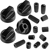 TOHAXPLS 4 Pack Universal Control Knobs Replacement with 12 Adapter | Compatible Oven/Stove/Range Universal Knobs Black - Please Focus on Matching knob D-Hole Size