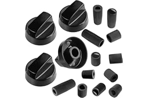 TOHAXPLS 4 Pack Universal Control Knobs Replacement with 12 Adapter Compatible Oven/Stove/Range Universal Knobs Black - Please Focus on Matching knob D-Hole Size