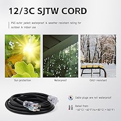 EP 15 Ft Lighted Outdoor Extension Cord - 12/3 SJTW