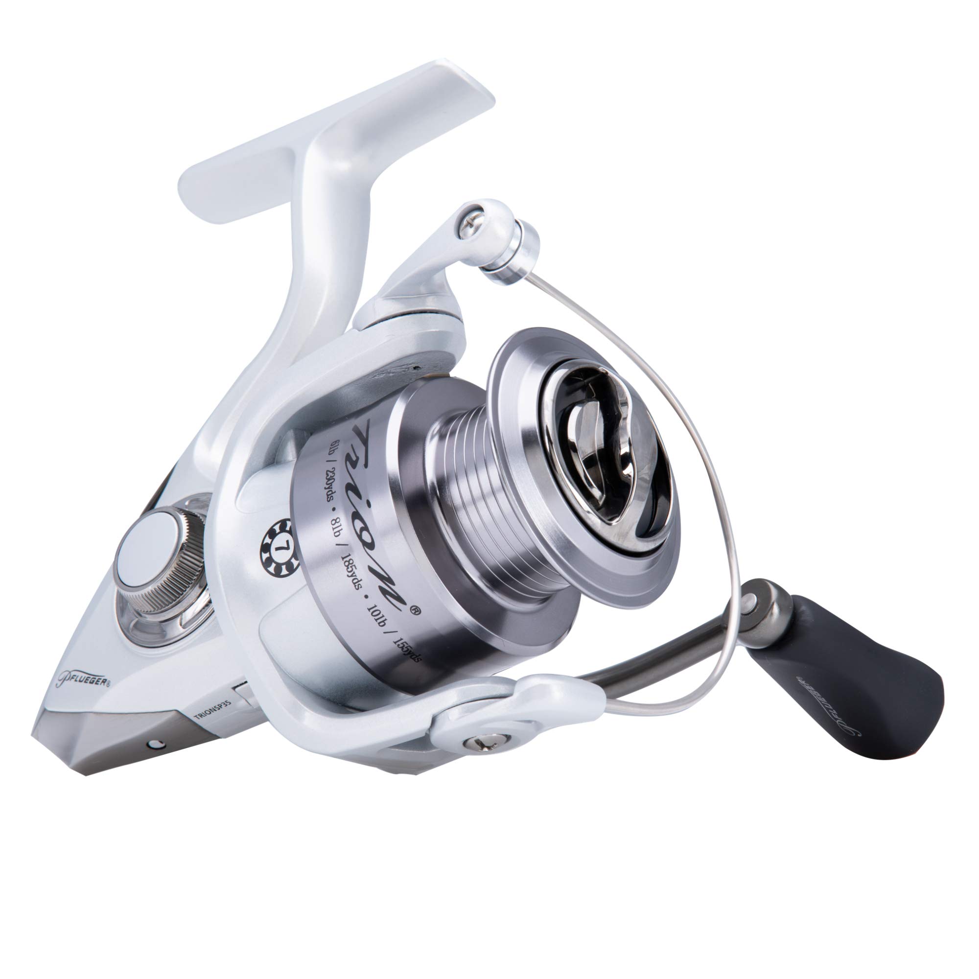 Pflueger Trion Spinning Reel, Size 35 Fishing Reel, Right/Left Handle Position, Graphite Body and Rotor, Corrosion-Resistant, Aluminum Spool, Front Drag System,Silver Image