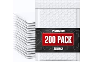 METRONIC 4x8" Bubble Mailer 200 Pack Waterproof White Small Bubble Mailers Usable Size 4x7" Self Seal Mailing Envelopes Bubble Padded for Small Business Mailing Jewelry Makeup Cards Envelope Mailers