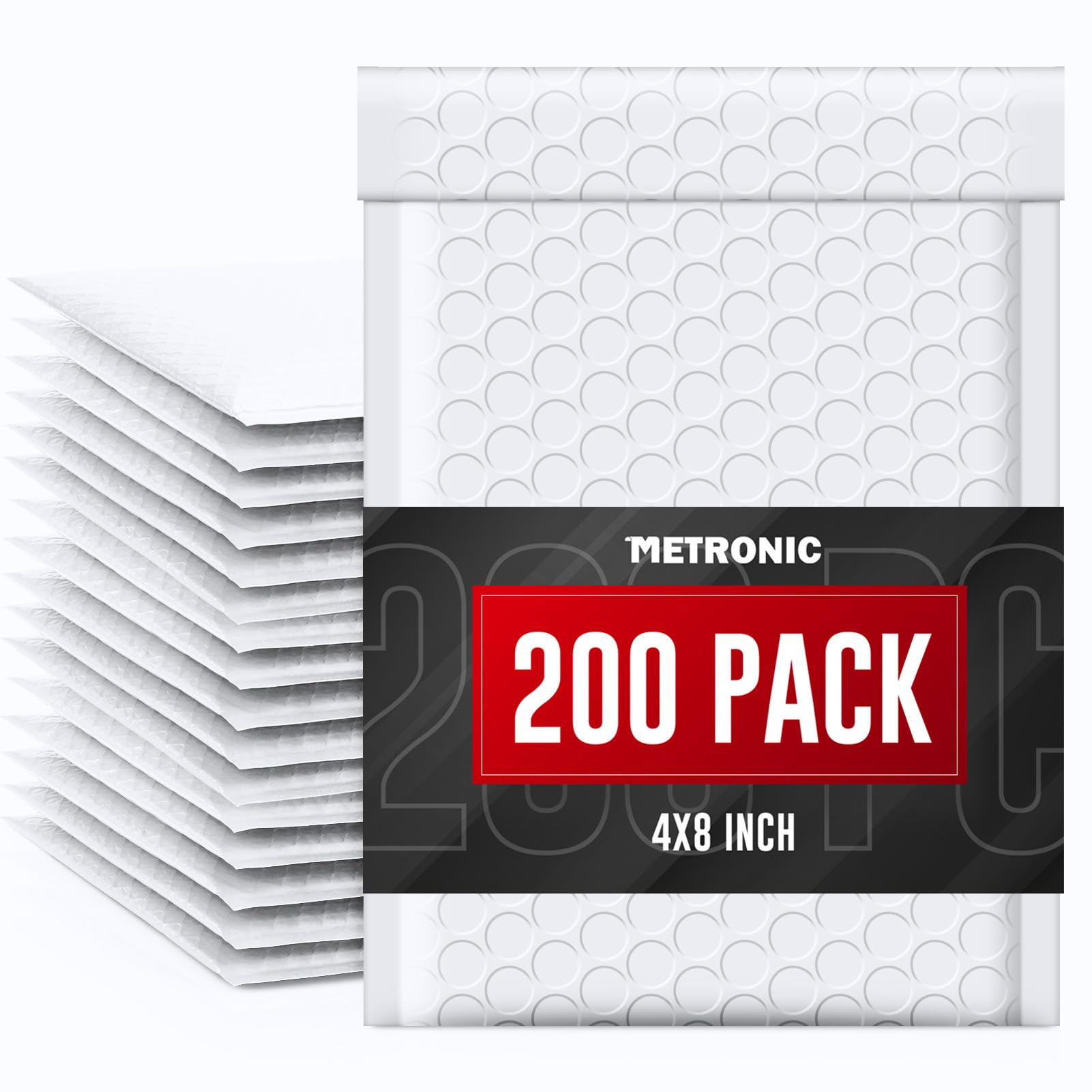 Photo 1 of METRONIC 4x8" Bubble Mailer 200 Pack Waterproof White Small Bubble Mailers Usable Size 4x7" Self Seal Mailing Envelopes Bubble Padded for Small Business Mailing Jewelry Makeup Cards Envelope Mailers