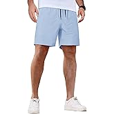 COOFANDY Men's Casual Shorts Waffle Elastic Waist Drawstring Shorts Lightweight Summer Beach Shorts