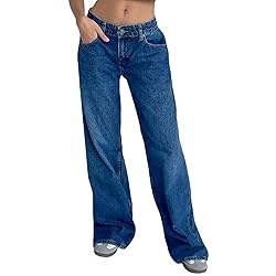Covvoliy Women's Wide Leg Boyfriend Jeans Straight