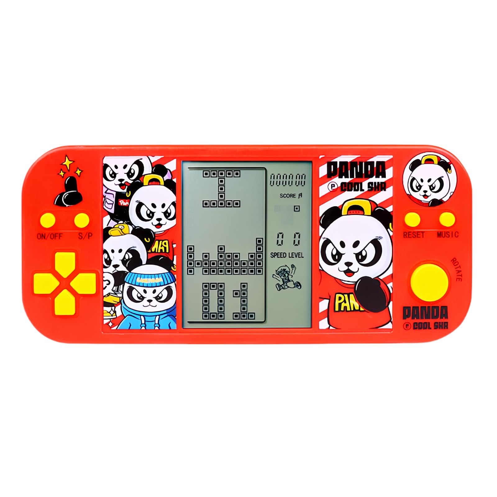 TAQY Panda Cartoon Retro Cube Game Console 26 Brick Games 2574 Levels Adjustable Speed/Difficulty Children/Adult Gandheld Electronic Game Block/Racing/Tank Battle Puzzle Toys (HRed)