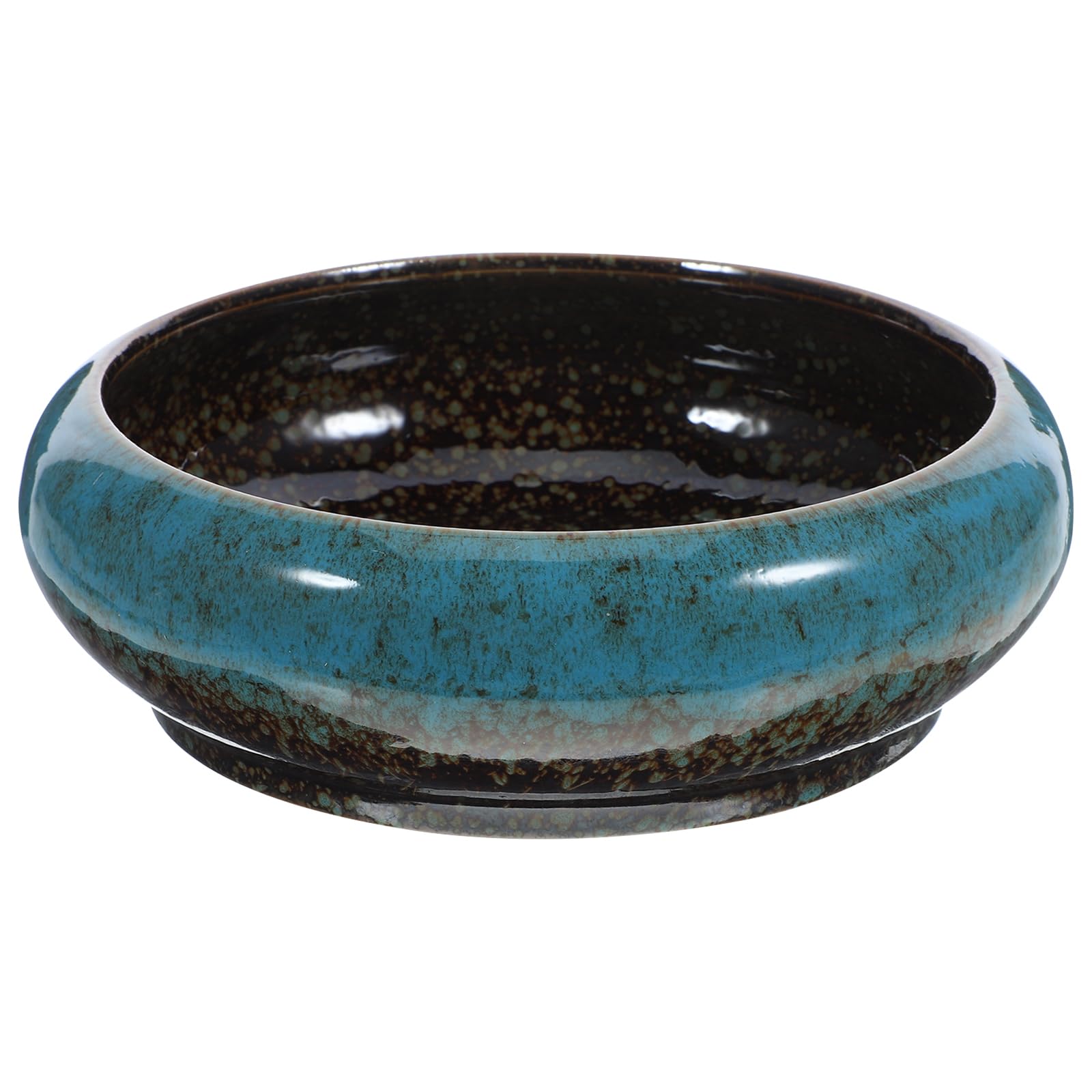 Happyyami 1pc Hydroponic Planter Ceramic Planters Lotus Pot Glazed Bonsai Pot Water Lily Flower Bowl Desktop Cactus Succulent Bowl for Outdoor Indoor Plants 7.3 Inch