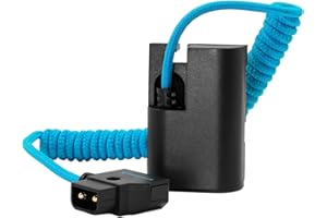 KONDOR BLUE Coiled Braided D-Tap to LPE6 Dummy Battery Cable Compatible Canon EOS R R5 R6 5DII 5DIII 5DIV 6D 6DII 70D 7D 7DII 80D 90D DSLR Camera