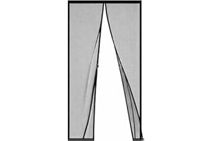 QIAOIDEA Hands-Free Mesh Door Curtain 47x86in Solid Black Auto Close Screen Panel Breathable Airflow for Patio Sliding Door E