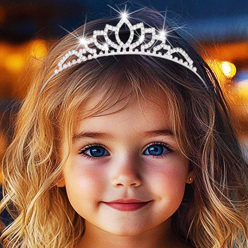 Photo 1 of Kilshye Girls Princess Tiara Silver Rhinestone Tiaras Crystal Hair Accessories for Birthday (Silver)