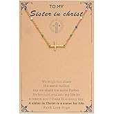 Dkodfi Cross Necklace for Women, 14K Gold Plated Minimalist Cross Necklace Dainty Small Pendant Choker with Colorful Beads, Adjustable, Religious Gift, Christian Jewelry Gift for Easter, Birthday