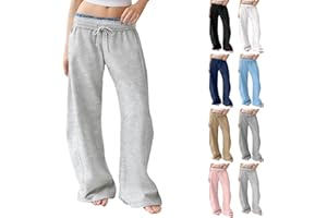 Slakkenreis Women Wide Leg Sweatpants Interior Drawstring Baggy Sweatpants Y2K Low Rise Sweatpant Casual Barrel Sweatpant