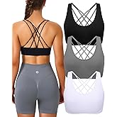 Evercute Cross Back Sport Bras Padded Strappy Medium Support Cropped Bras for Yoga Workout Fitness Bras