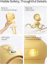 JISULIFE Chic Stroller Fan 2026 Yellow Quadpod 21H 100 Speeds 120° Oscillation view 8
