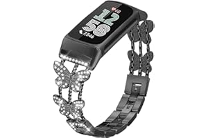 Alociaga Bling Metal Band Compatible with Fitbit Charge 6/ Charge 5 for Women, Dressy Bracelet Jewelry Watch Band for Fitbit 
